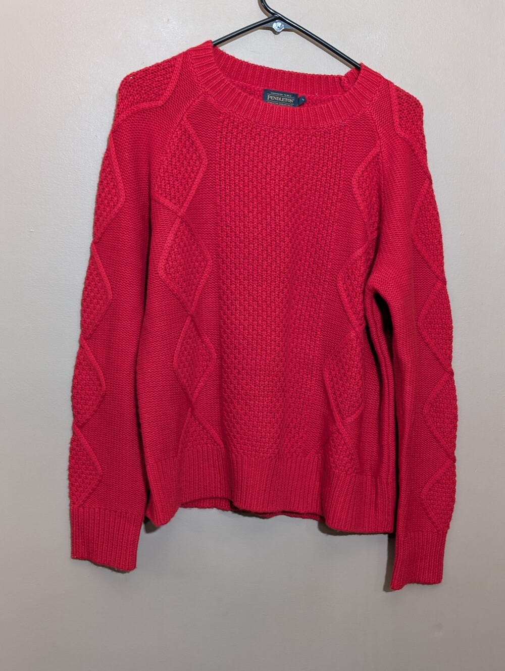 Pendleton Red Wool Cashmere Cable Knit Sweater